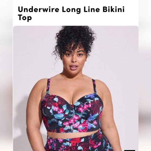 Torrid Underwire Long Line Bikini Top plus size 4x DD/F - Picture 1 of 9